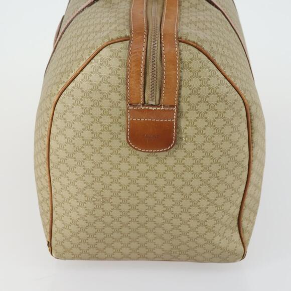 CELINE Macadam Canvas Boston Bag PVC Beige Gold Auth ki6249